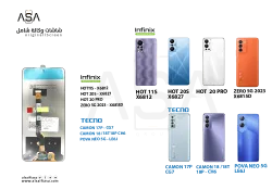 ASA شاشات وكالة شامل SPARK 8 PRO - KG8 / HOT11S - X6812 / HOT 20S - X6827 / CAMON 18 - CH6 - منتج عالي الجودة من مجموعة السيفي