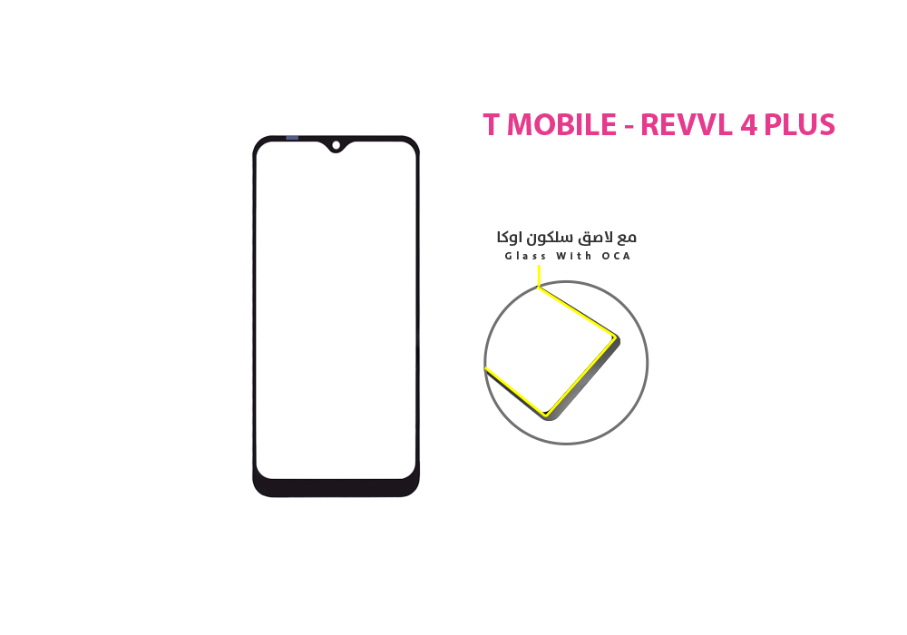 ASA - زجاجات T MOBILE - REVVL 4 PLUS مع لاصق السليكون
